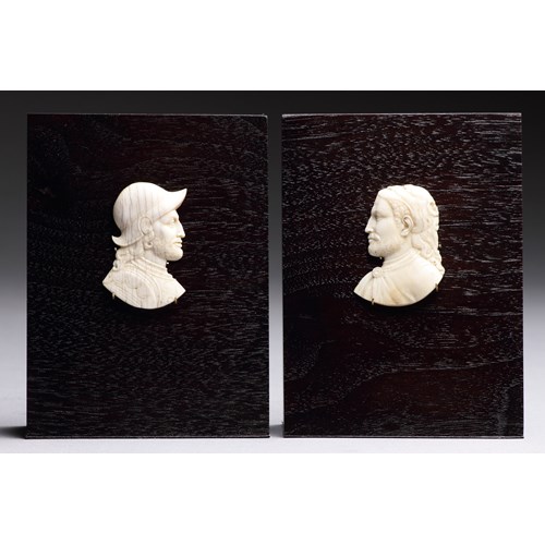 Pair of Italian ‘After the Antique’ Carved Ivory Classical Portrait Relief’s